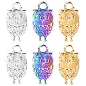 Owl Animal Pendant Stainless Steel Charm For Necklace Bracelet Jewelry Making DIY Accessory