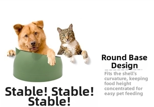 Detail of round bottom pet bowl showing ergonomic curve design for easy feeding