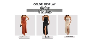 Aperçu des coloris pour robes longues à fente élégantes en marron, noir et beige clair