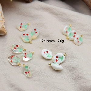 Cherry Pendants Resin Oval Charms With Gold Metal Loop For DIY Jewelry Making Earring Necklace Sweet Cute Accessories