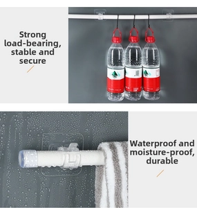 Self-adhesive curtain rod holder showing strong weight-bearing and waterproof design