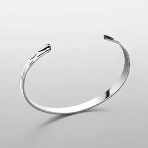 Minimalist Open Cuff Bracelet Stainless Steel Geometric Bangle Fashion Jewelry For Men And Women