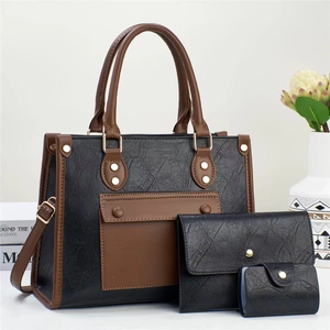 Retro PU Leather Tote Handbag Clutch And Wallet Large Capacity Shoulder Bag Minimalist Textured Fashion Women Elegant