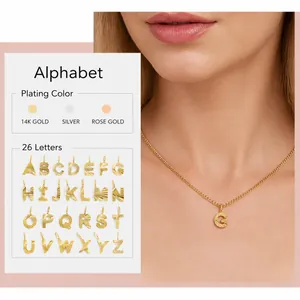 Collana a Catena Cubana in Acciaio Inossidabile 26 Lettere Inglesi Ciondolo Iniziale Minimalista Placcato Oro Argento Gioielli