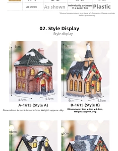 Detailed size and weight specs for illuminated Christmas snow house miniatures
