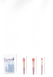 Detail specifications of 8-piece makeup brush set with dimensions and materials