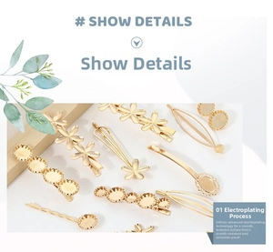 Macro detail of gold plated flower hairpins with smooth metallic finish on wood