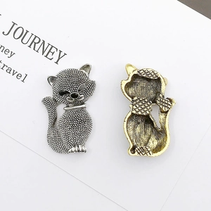 Cat shape zinc alloy charms in gold and silver finish for DIY accessories crafting