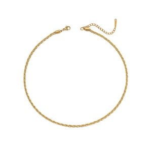 Elegant 4mm gold stainless steel twist rope chain necklace with lobster clasp closure