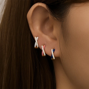 Detailed close-up of s925 silver butterfly hoop earrings with colorful enamel and zircons