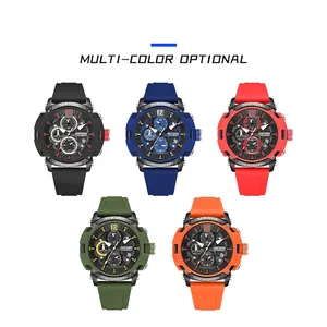 Set de montres chronographes de sport MEGIR pour hommes avec bracelets en silicone