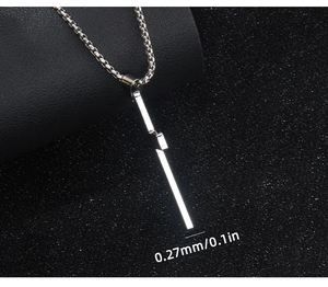 Polished silver cross pendant on box chain with 0.27mm dimension detail shown