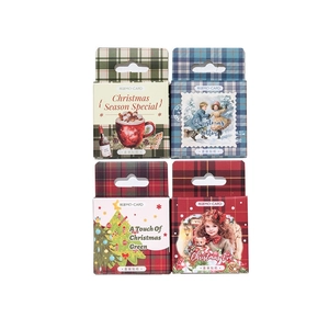 Lot de stickers de Noël vintage en boîte avec 46 pièces en quatre coloris festifs