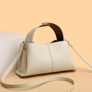 Women Handbag Litchi Grain PU Leather Crossbody Shoulder Bag Solid Color Minimalist Trendy Square Commuting Fashion