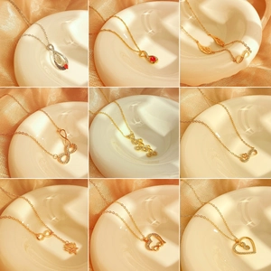 Infinity Heart Pendant Necklace Alloy Rhinestone Intertwined Clavicle Chain Jewelry For Women Elegant Niche Style Gift