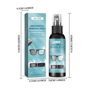 Vista dettagliata dello spray riparatore per lenti da 100ml e dimensioni della scatola