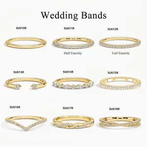 9-piece gold S925 silver moissanite rings set including eternity and half eternity bands