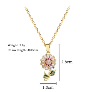Detailed specs of sunflower pendant necklace with weight and size measurements