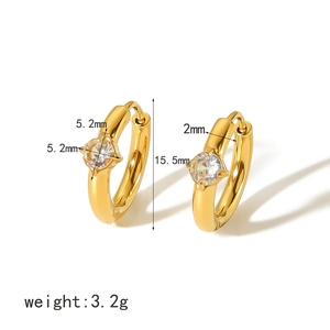 Detailed size specifications and weight of 18K gold plated geometric zircon earrings