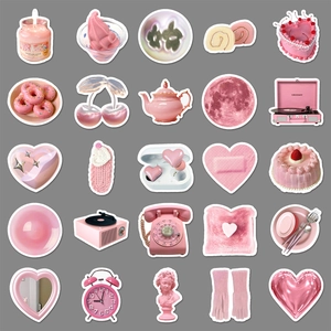 50pcs Pink Coquette aesthetic waterproof stickers for DIY scrapbooking and laptop decor