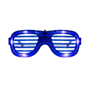 Blue LED light up shutter glasses with three flash modes for rave party and disco event
