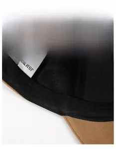 Close-up of the interior sweatband and woven label inside this warm winter baseball cap