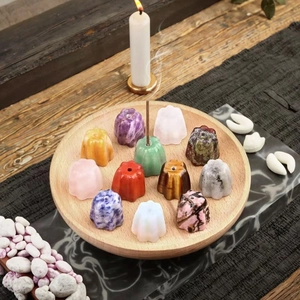 Natural Crystal Agate Gemstone Incense Stick Holder Carved Flower Shape Desktop Aromatherapy Base Healing Stones Meditation