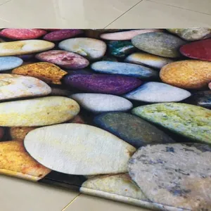 Soft flannel Christmas carpet with colorful 3D pebble print and non-slip surface
