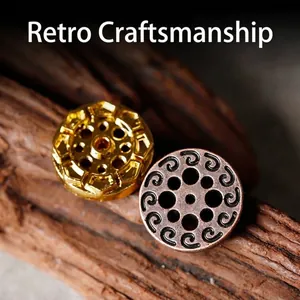 Portaincensi vintage in metallo con testa di loto e design a disco in bronzo antico