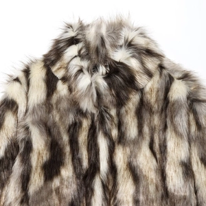 Women's faux fur coat with black and white gradient stripes and high-density long plush texture
