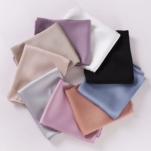 Premium chiffon silk-like scarves in multiple colors arranged in a professional fan layout