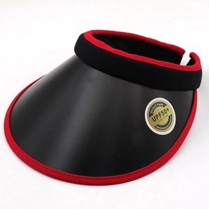 Visière de soleil UPF 50+ pour femme en tissu respirant rouge et noir anti-UV