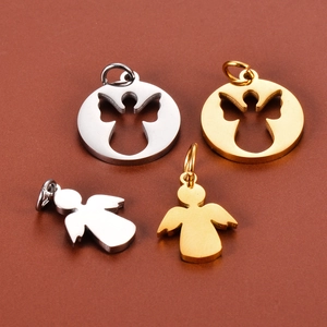 Golden and silver stainless steel angel pendants for DIY necklaces and bracelets
