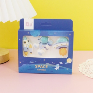 Astronaut Rocket Spaceship Birthday Cake Candles Space Theme Bakery Decor For Boy Children Party Paraffin Wax Candle Set