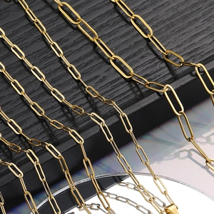 Minimalist Stainless Steel Paperclip Chain Necklace Bracelet For Women Men 18K Gold Plated Link Chain Trendy Jewelry