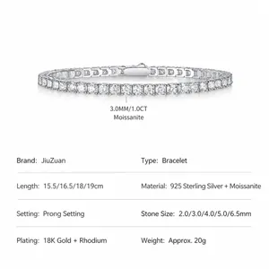 Bracelet tennis luxueux en argent 925 avec moissanite et placage en or 18 carats