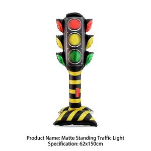 Standing traffic light balloon prop in matte finish for racing parties, 62x150cm size