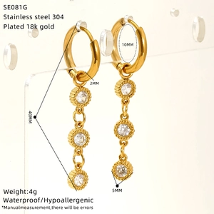 Detailed size chart for vintage gold hoop earrings with colorful tassels and 18k plating