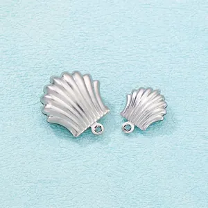 Stainless Steel Shell Scallop Pendants Polished Metallic Charms For DIY Necklace Bracelet Earring Jewelry Making Accessories