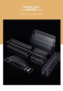 Detailed set of acrylic clear desktop organizers and multi-tier pen display stands