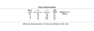 Detailed size chart for polka dot jacket and shorts set with waist and hip measurements