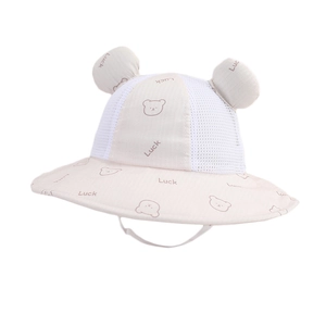 Breathable baby sun hat with cute bear ears and mesh design for boys and girls