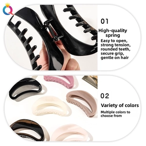 Macro detail of the high-elasticity metal spring and multi-color large hair claw clips