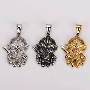 Fashionable Sun Wukong pendant in gold, silver, and grey stainless steel finish