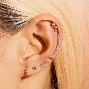 Zircon Ear Cartilage Studs Piercing Earrings Brass Evil Eye Lightning Star Shapes Threaded Ball Screw Back Jewelry