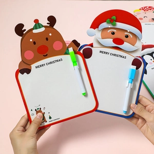 Mini Christmas double-sided drawing board with Santa and reindeer designs plus marker pen