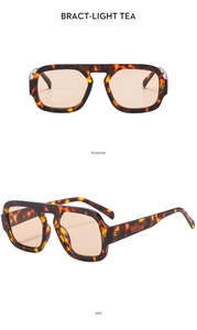 Macro view of vintage tortoiseshell square frame sunglasses with light tea lenses