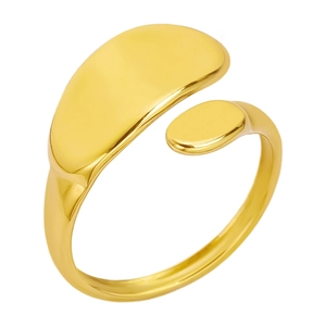 Polished 304 stainless steel open ring with a minimalist curved design and bean shape ends