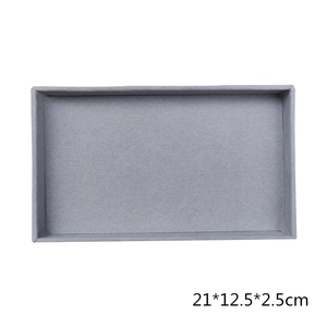 Vassoio per gioielli in velluto grigio per anelli e orecchini, rettangolare 21x12,5x2,5cm