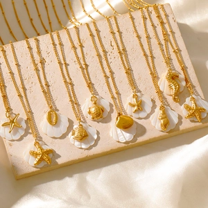 Collier Pendentif Océan En Acier Inoxydable Coquillage Étoile De Mer Tortue Hippocampe Bijoux De Plage Été